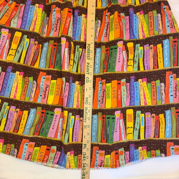 ModCloth Bookshelf Print A-line Skirt Womens 2X Retro Pockets Multicolor - Picture 9 of 10